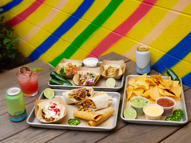 Zombie Taco food such as tacos, burritos, and churros.